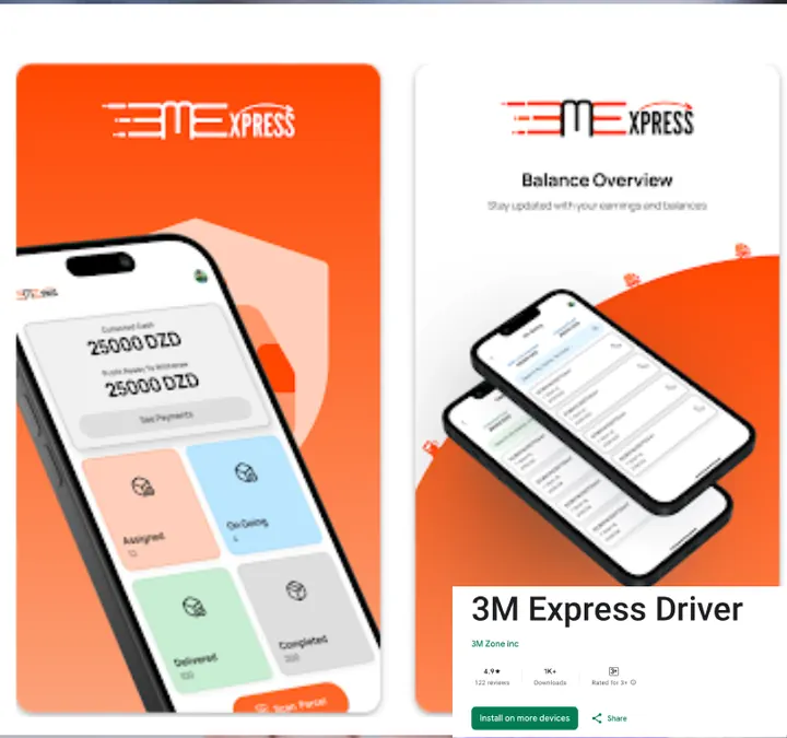 3M Express driver app screens
