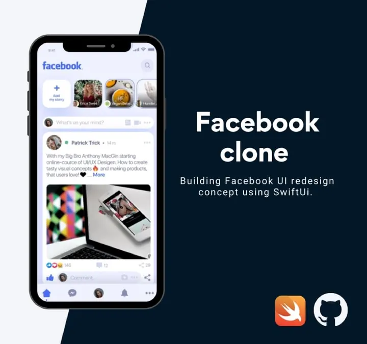 SwiftUI Facebook interface redesign concept